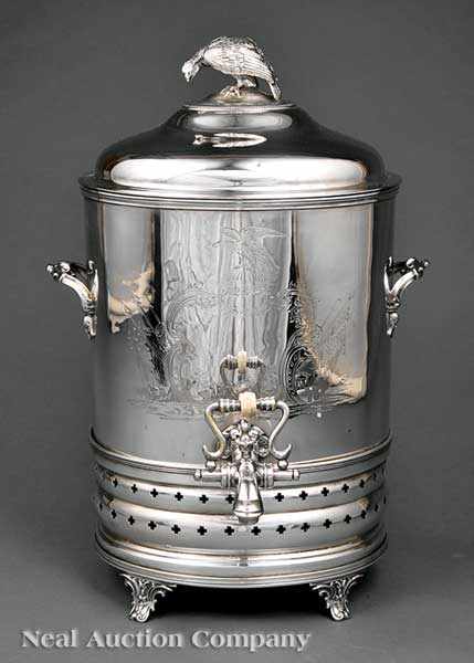 Appraisal: A Handsome Antique Silverplate Hot Water Urn th c unmarked