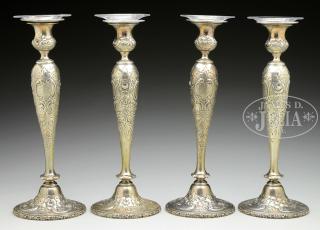 Appraisal: SET OF FOUR STERLING SILVER TALL CANDLESTICKS BY REED BARTON