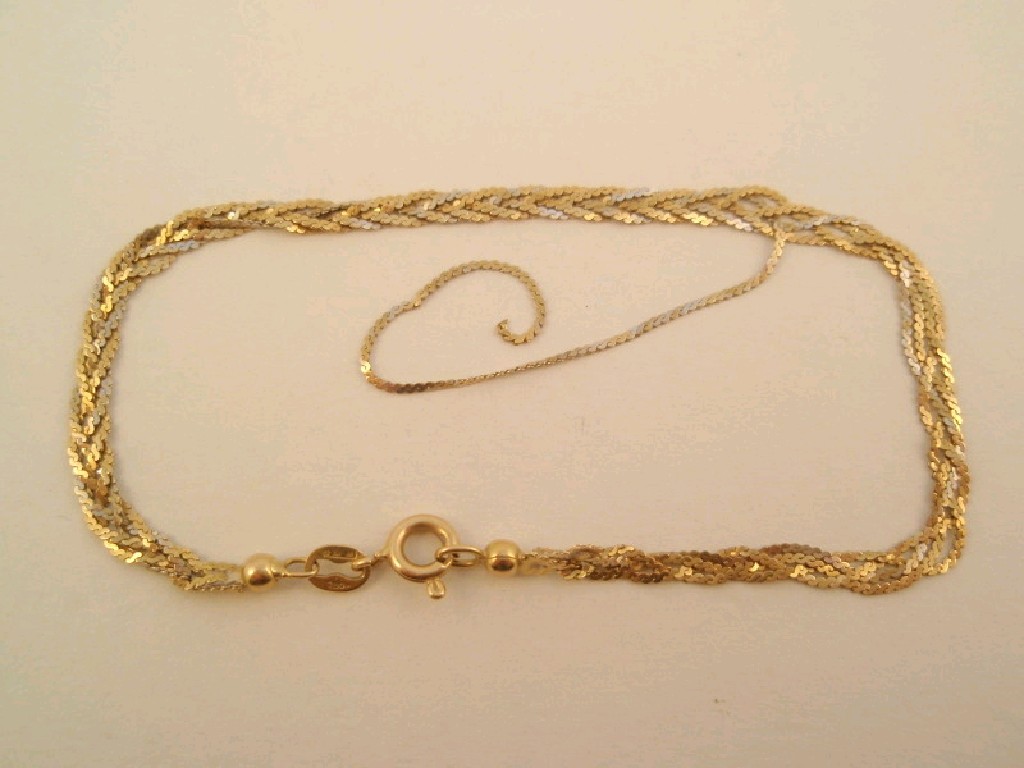 Appraisal: A plaited chain bracelet breakages stamped g