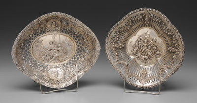 Appraisal: Two Continental silver bowls both with openwork sid