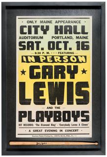 Appraisal: Gary Lewis and the Playboys Window Card Framed with Autographed