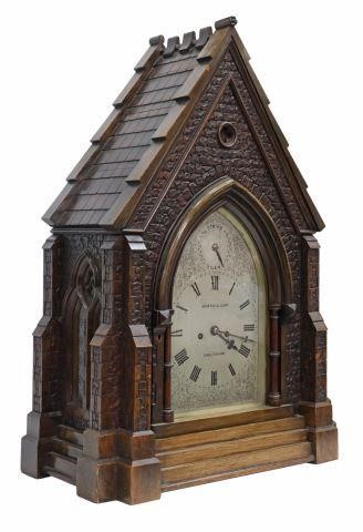 Appraisal: English chiming double fusee clock th c the oak case