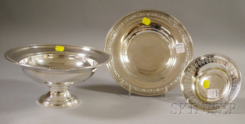 Appraisal: Three Sterling Silver Dishes a Hamilton weighted compote a cake