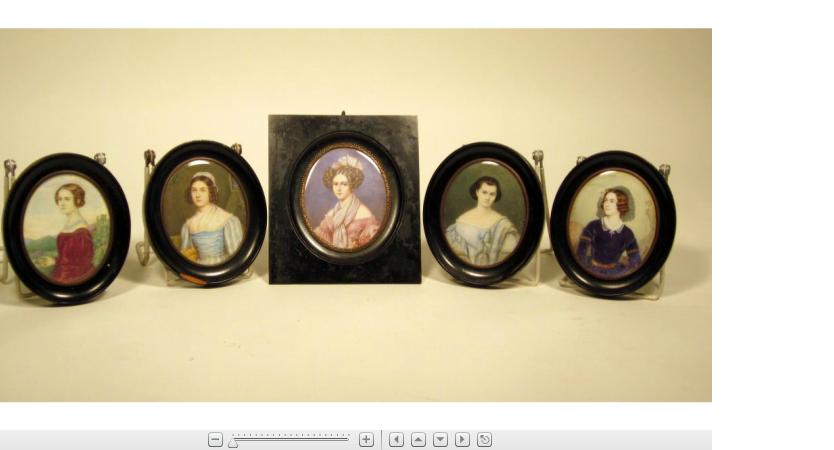 Appraisal: Group of five German miniature portraits of beauties th century