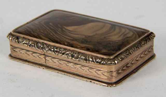 Appraisal: A Regency agate and gold coloured metal mounted box with