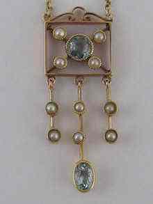 Appraisal: A yellow metal tests carat gold aquamarine and seed pearl