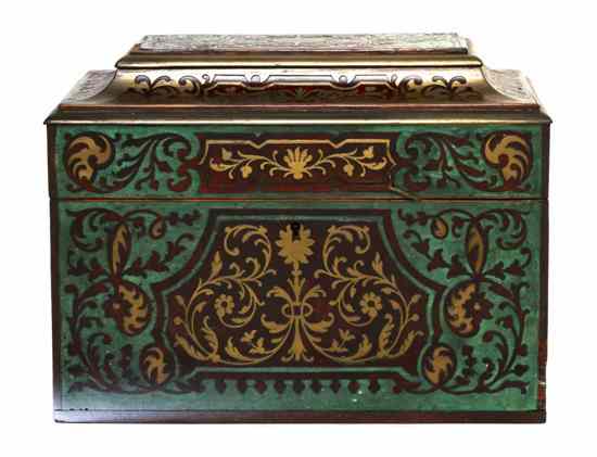 Appraisal: A Napoleon III Boulle Tea Caddy having a rectangular hinged