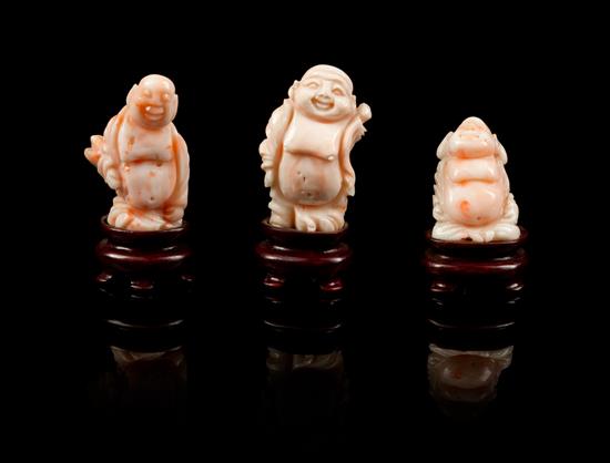 Appraisal: Sale Lot A Group of Three Carved Coral Figures each