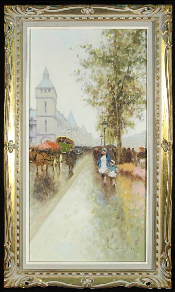 Appraisal: Andr Gisson American - A French street scene signed and