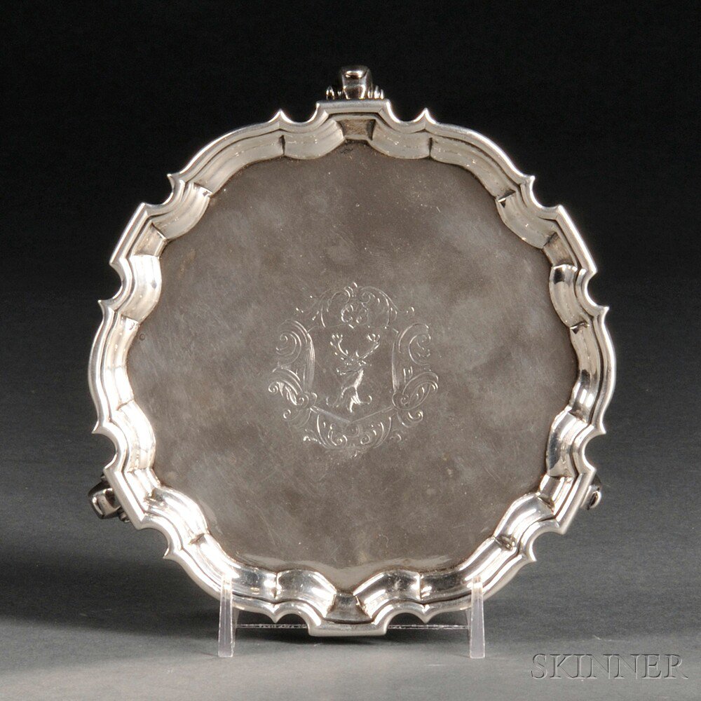 Appraisal: George II Sterling Silver Card Tray London - Dennis Langton