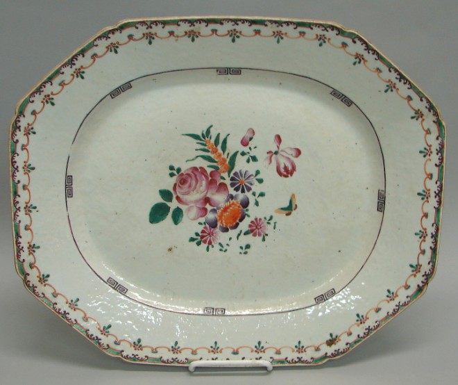 Appraisal: Platter features floral motif with butterfly at center portion with