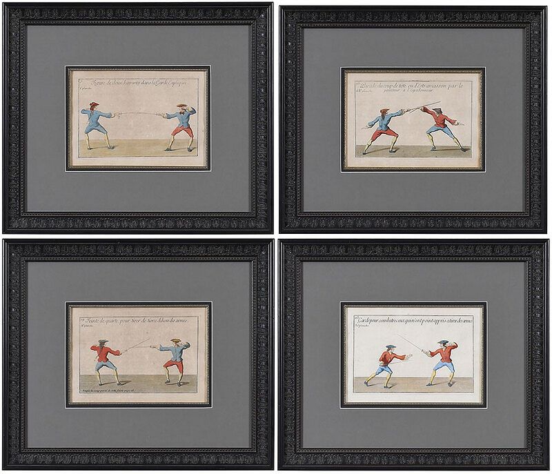 Appraisal: Four French Fencing Prints th century Jean Van Duren The