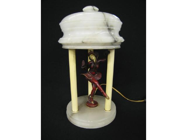 Appraisal: Art Deco Gerdago Dancer Alabaster Lamp pixie style dancer under