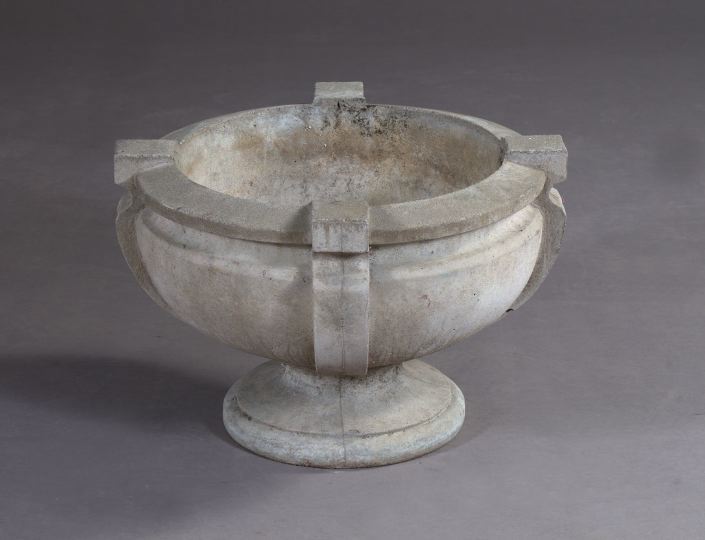 Appraisal: Large Neoclassical-Style Cast-Cement Garden Urn the bowl with banded ribbed