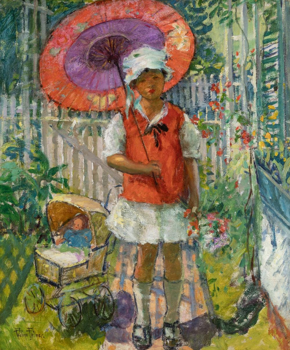 Appraisal: PAULINE LENNARDS PALMER American - The Red Parasol Provincetown oil