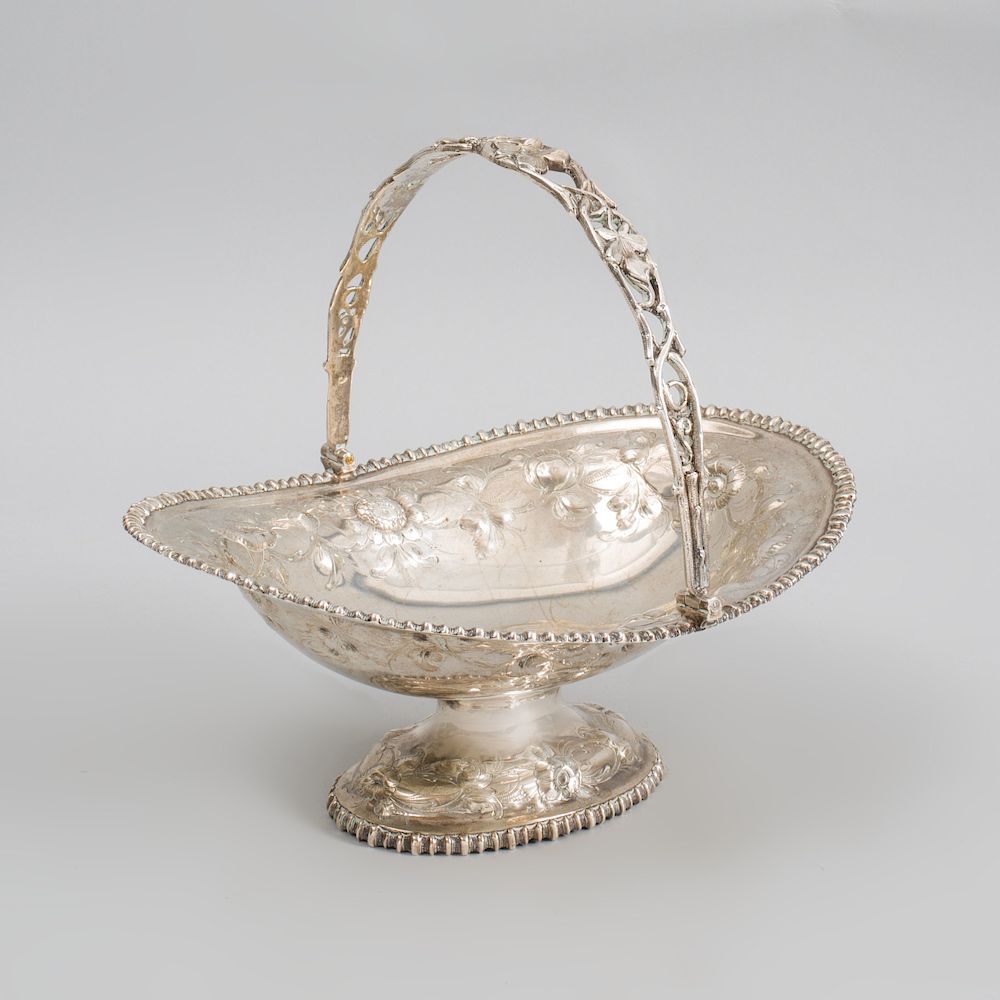 Appraisal: American Silver Cake Basket with Swing Bale Handle Marked for