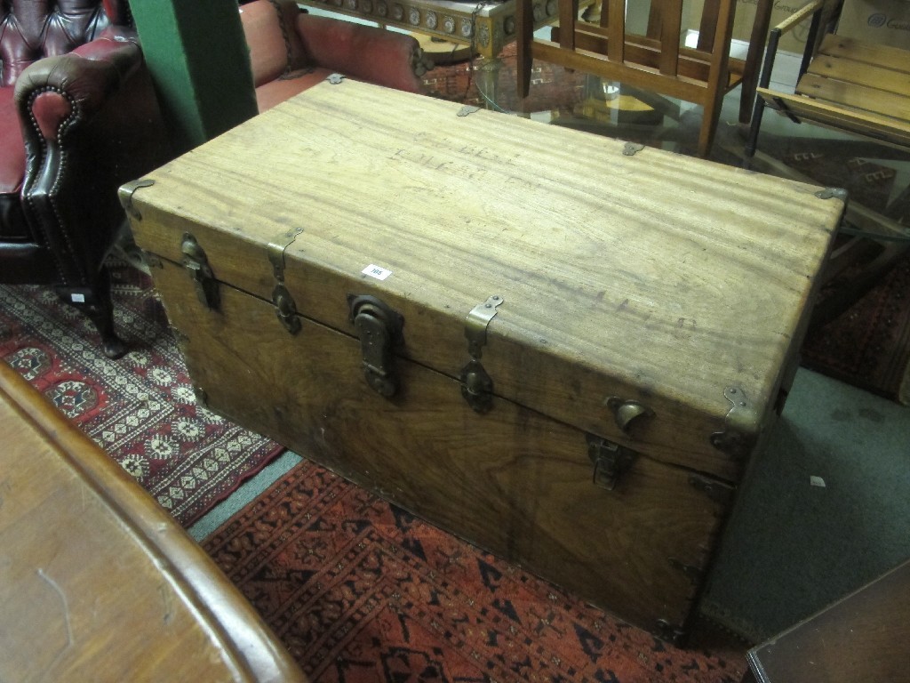 Appraisal: Camphorwood and brass bound blanket chest