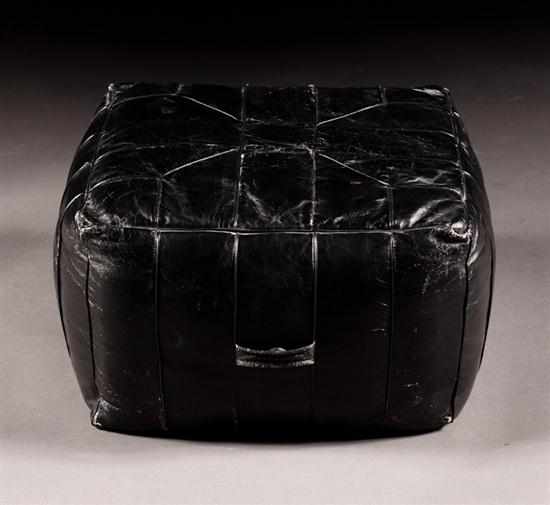 Appraisal: Cube-form black leather ottoman Estimate - No condition report supplied