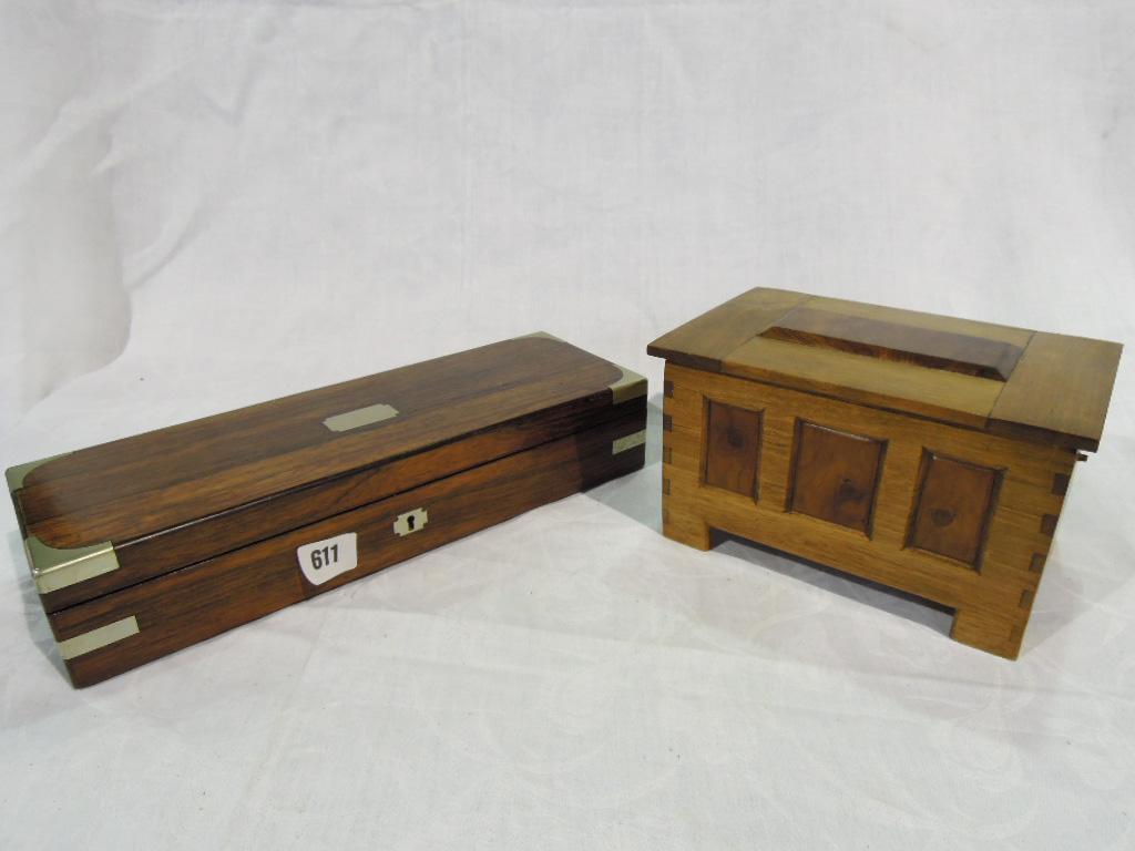 Appraisal: A good quality rosewood military style box with brass banded