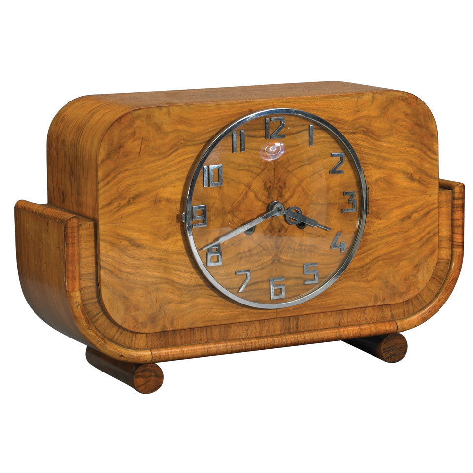 Appraisal: Art Deco Walnut Striking Mantle Clock c Height - cm