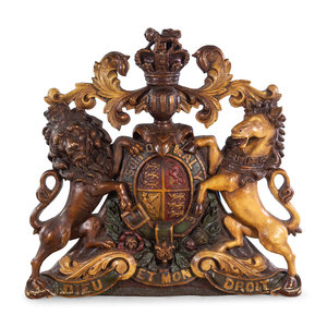 Appraisal: A Composition Relief Depicting the Royal Coat of Arms of