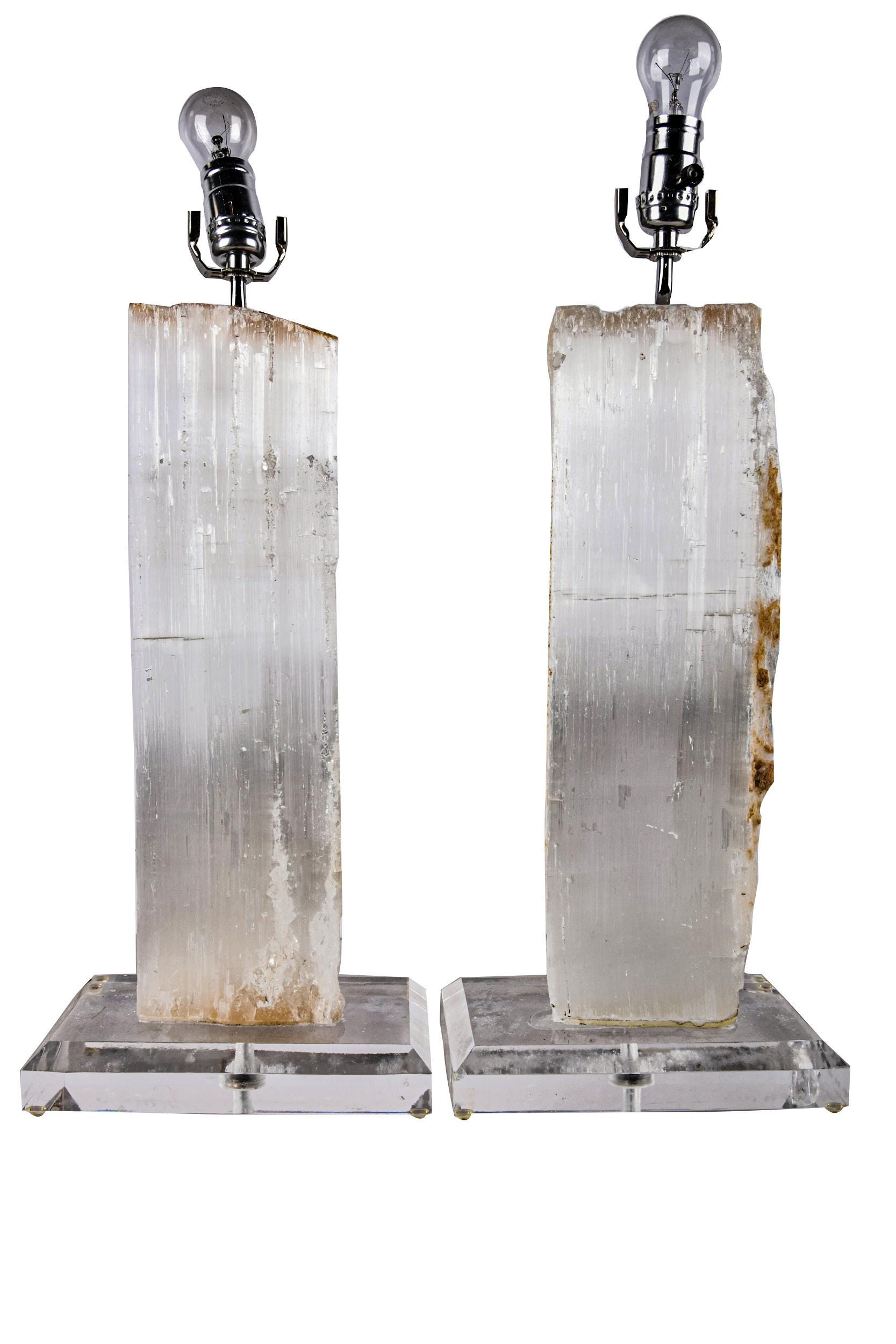 Appraisal: PAIR OF ROCK CRYSTAL SPECIMEN TABLE LAMPS each on a