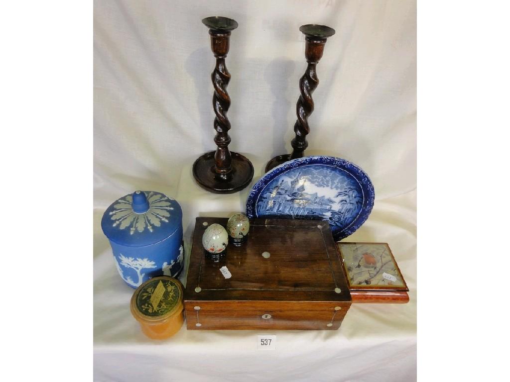 Appraisal: A miscellaneous collection of items including a mahogany box with