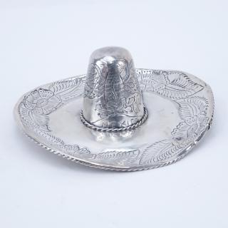 Appraisal: Mexican Sterling Silver Souvenir Sombrero Signed Good condition Measures -