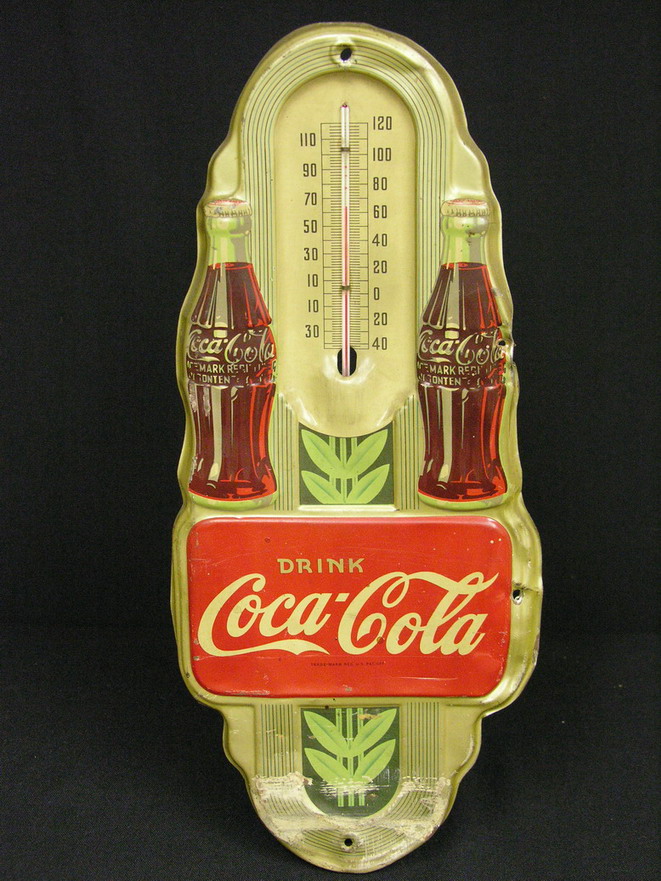 Appraisal: COCA COLA DOUBLE BOTTLE THERMOMETER Size by Condition Has some