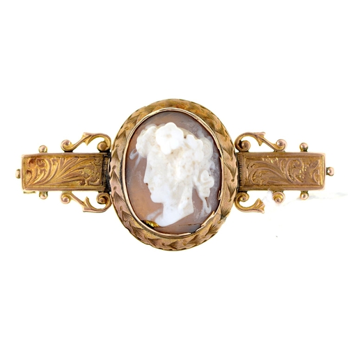 Appraisal: A cameo brooch late th c in gold mm l