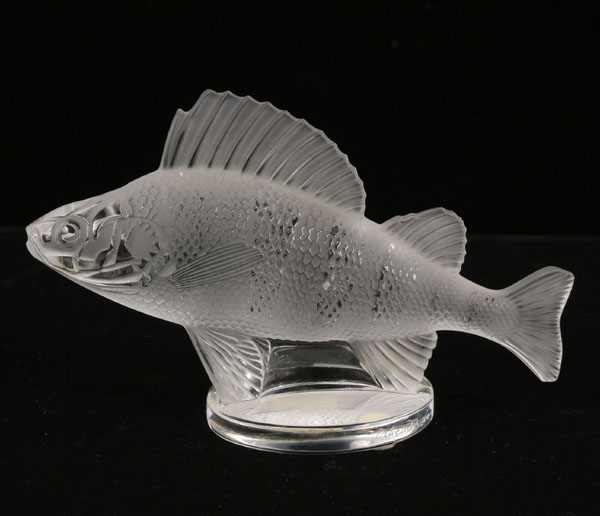 Appraisal: Lalique Perche frosted art glass fish Signed Lalique France and