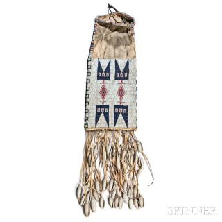 Appraisal: Lakota Beaded Hide Pipe Bag c late th century beaded