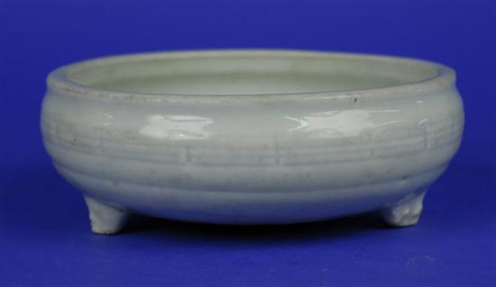 Appraisal: CHINESE PALE CELADON GLAZED FOOTED CROCUS BOWL with fitted lined