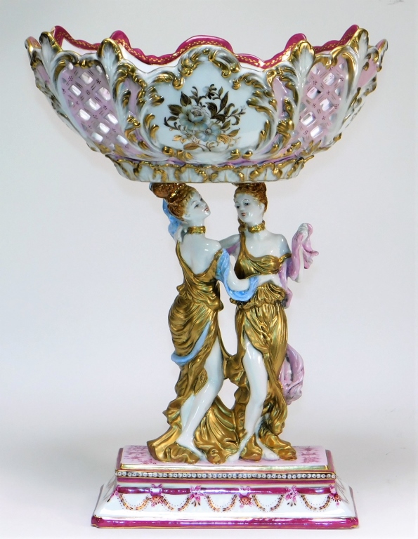 Appraisal: LARGE RICHARD KLEMM DRESDEN PORCELAIN CENTERPIECE Germany th CenturyScalloped edge