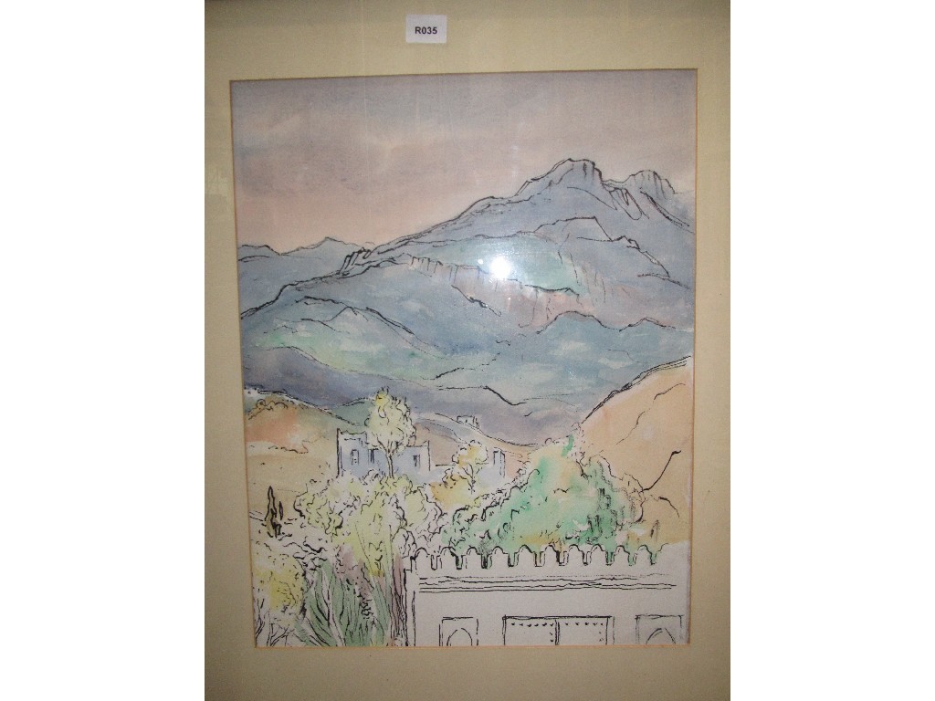 Appraisal: ALEXANDER GRAHAM MUNRO RSW Pen and wash North African landscape