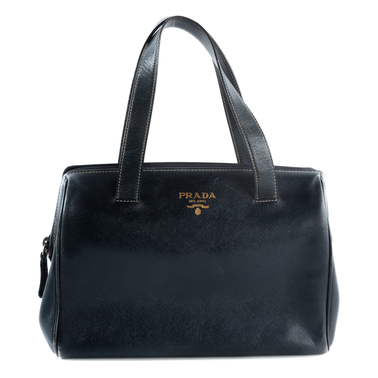 Appraisal: A PRADA SMALL BOWLER A navy Saffiano leather Prada Small