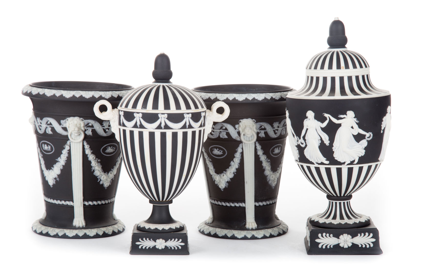 Appraisal: Four Wedgwood black and white jasperware articles th century including