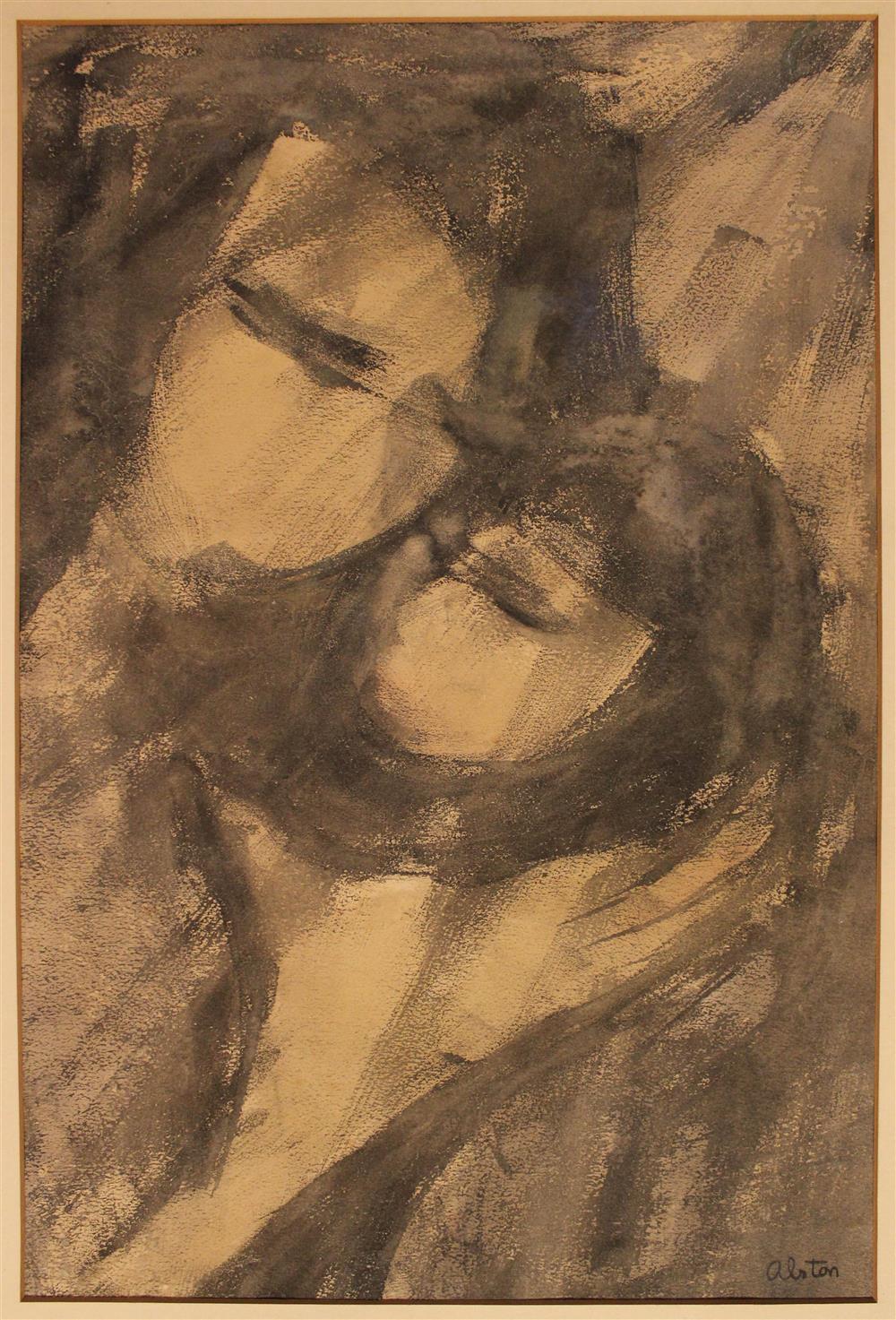 Appraisal: ATTRIBUTED TO CHARLES ALSTON AMERICAN - TWO FIGURES Charcoal and