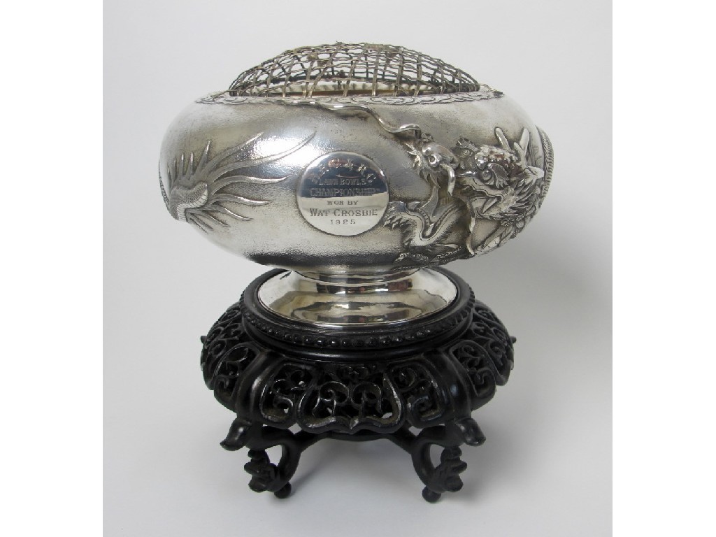 Appraisal: A Chinese silver rose bowl embossed and chased with a