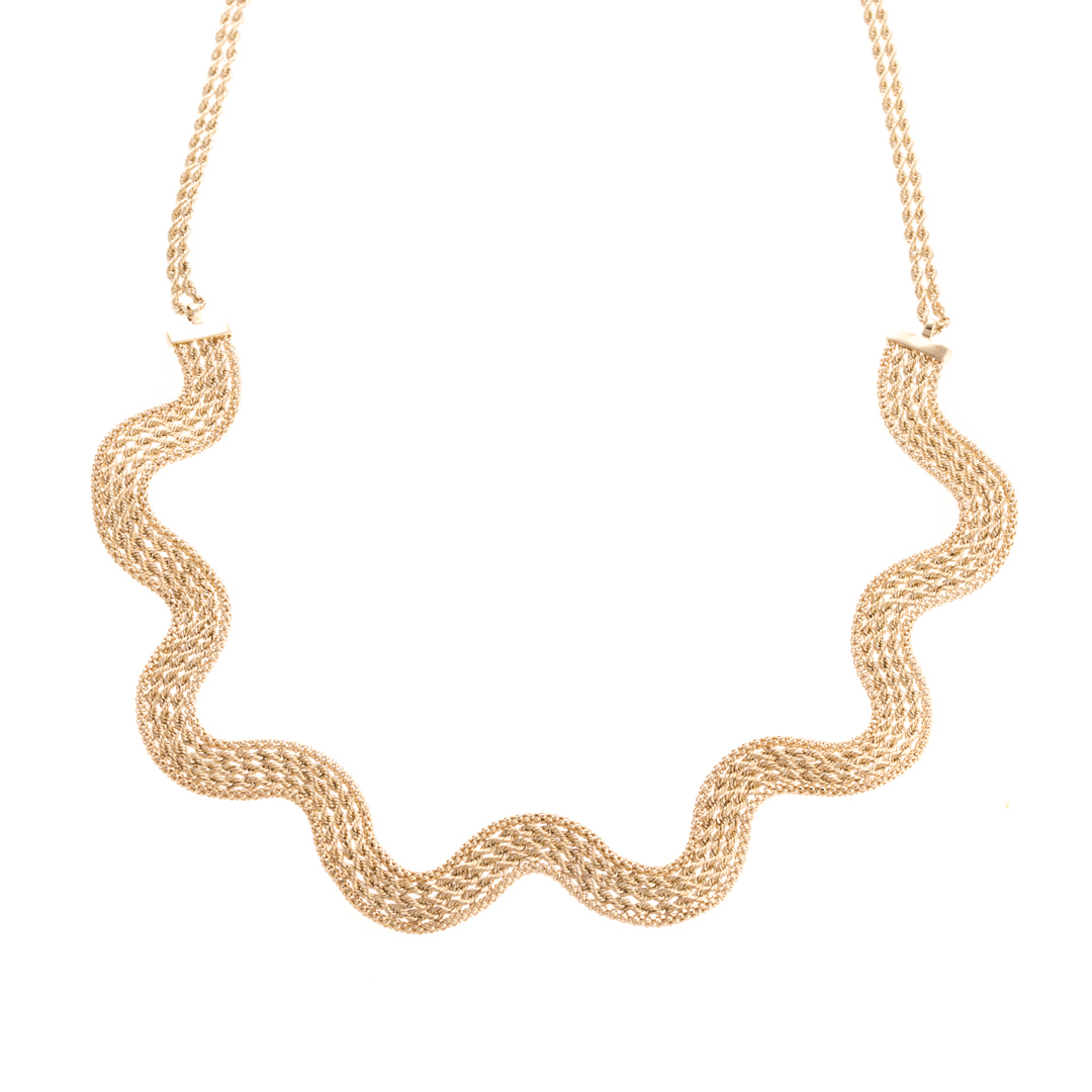 Appraisal: A K Gold Rope Necklace K yellow gold wavy intertwined