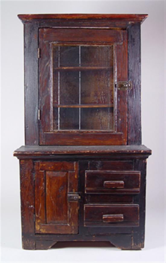 Appraisal: Child's Stepback Cupboard Late th Century Pine and mixed woods