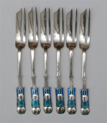 Appraisal: A set of six Liberty Co silver and enamel cake