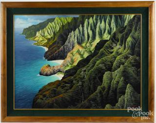 Appraisal: Harry D Wishard American b oil on canvas Hawaiian coastal