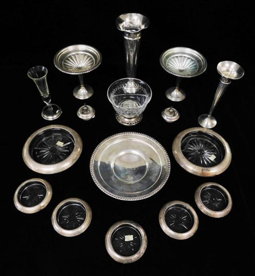 Appraisal: SILVER Sixteen pieces of sterling weighted pieces or with glass