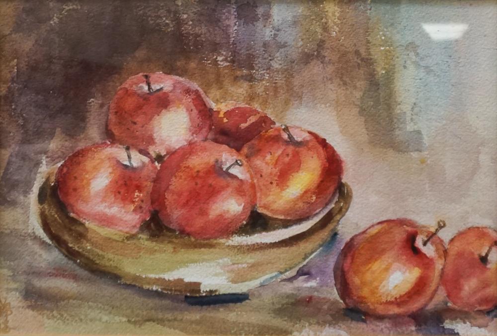 Appraisal: CHINESE TH CENTURY SCHOOL STILL LIFE OF APPLES WATERCOLOR FRAME