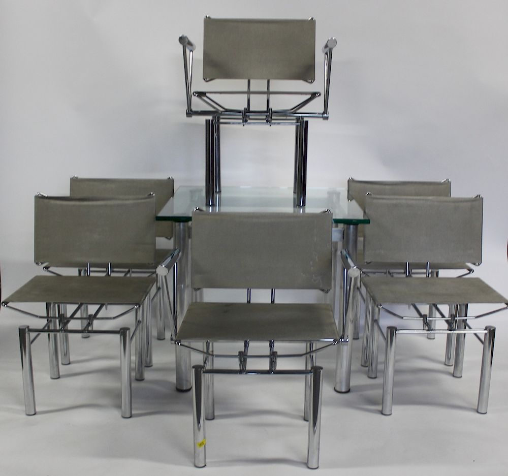 Appraisal: Hans Ullrich Bitsch Chromed Steel and Mesh Series Chairs and