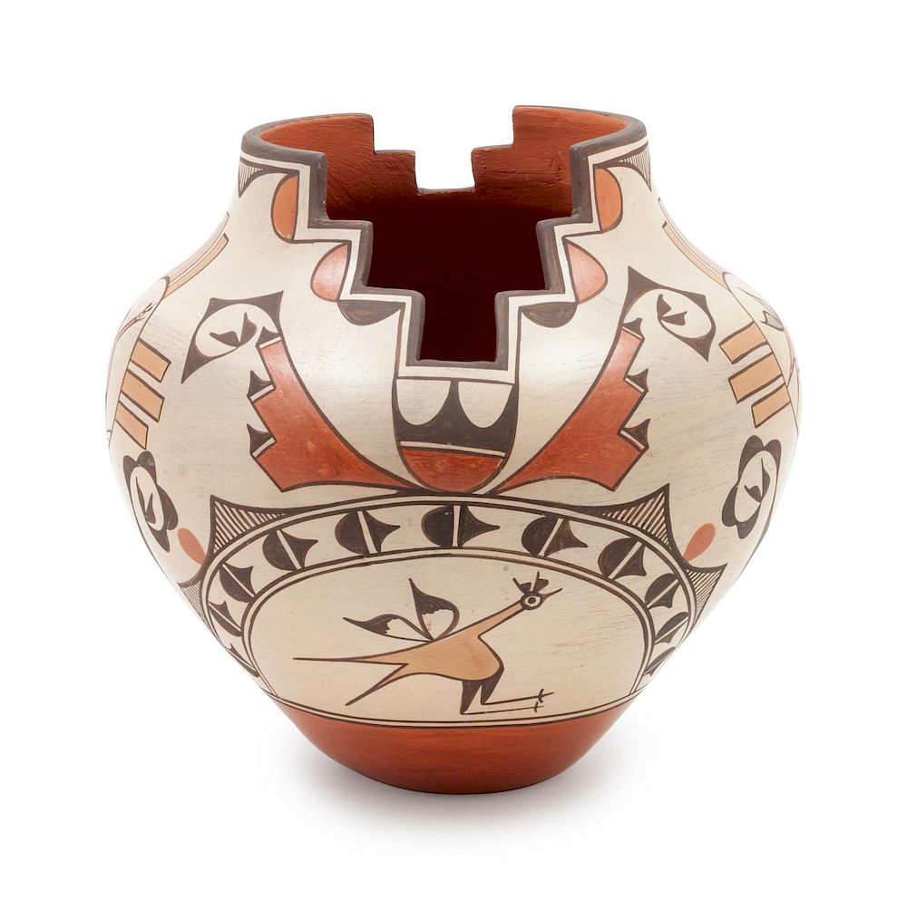 Appraisal: Elizabeth Medina Zia th Century Zia Jar with Cutout Design