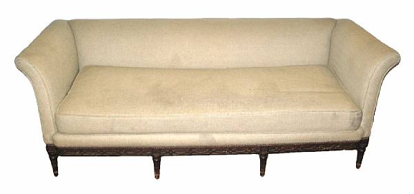 Appraisal: A George III style upholstered sofa height in width ft