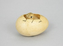 Appraisal: Japanese Netsuke of a Hatching Chick Very cute signed netsuke