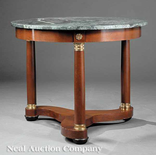 Appraisal: An Empire-Style Bronze-Mounted Mahogany Center Table th c verde antico